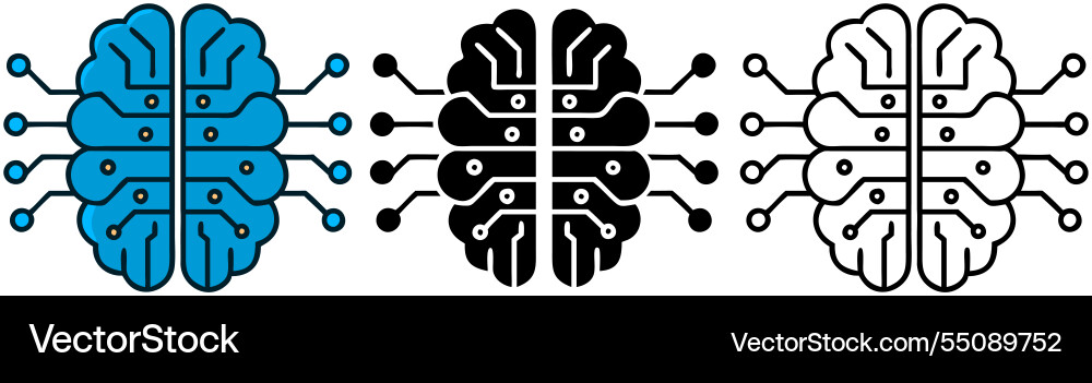 Artificial intelligence brain circuitry neural net Artificial intelligence brain circuitry neural net vector image