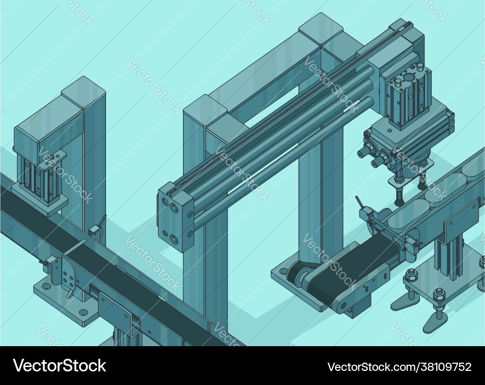 Automated factory line isometric Automated factory line isometric vector image