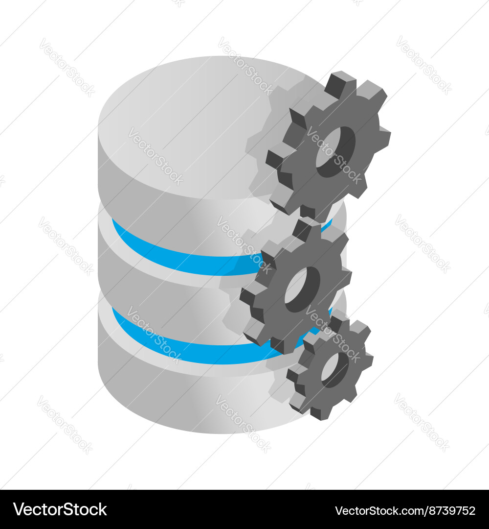 Database Gears Isometric Icon vector image