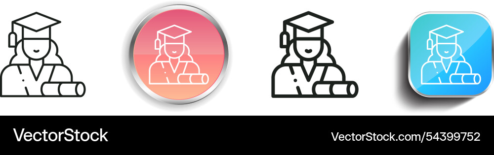 Graduated icon thin linear regular and button vector image