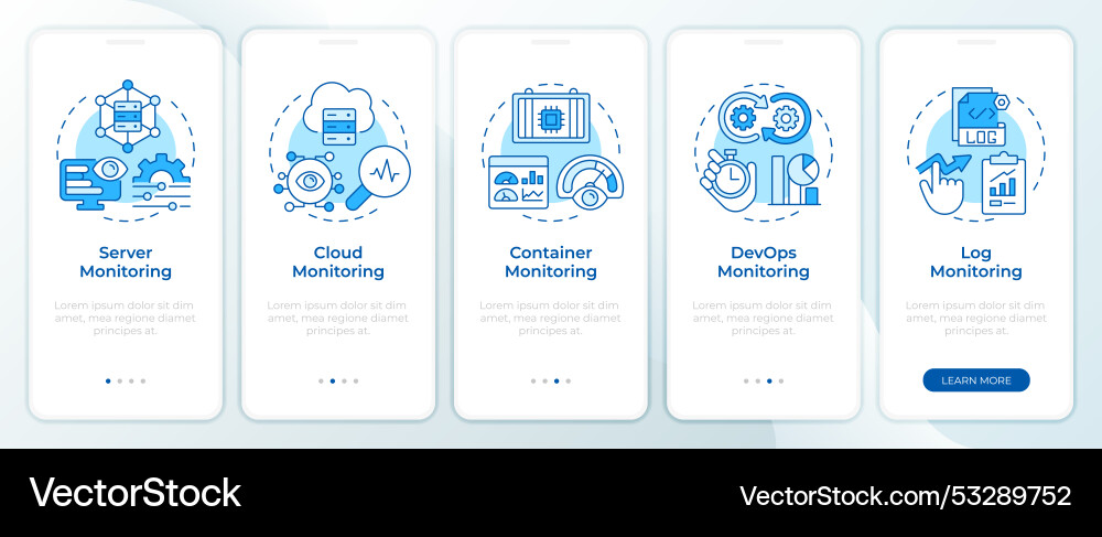 Monitoring performance blue onboarding mobile app Vector Image