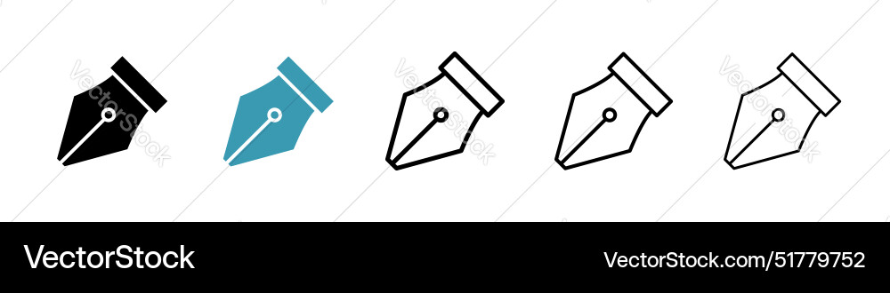 Pen nib line icon set Pen nib line icon set vector image