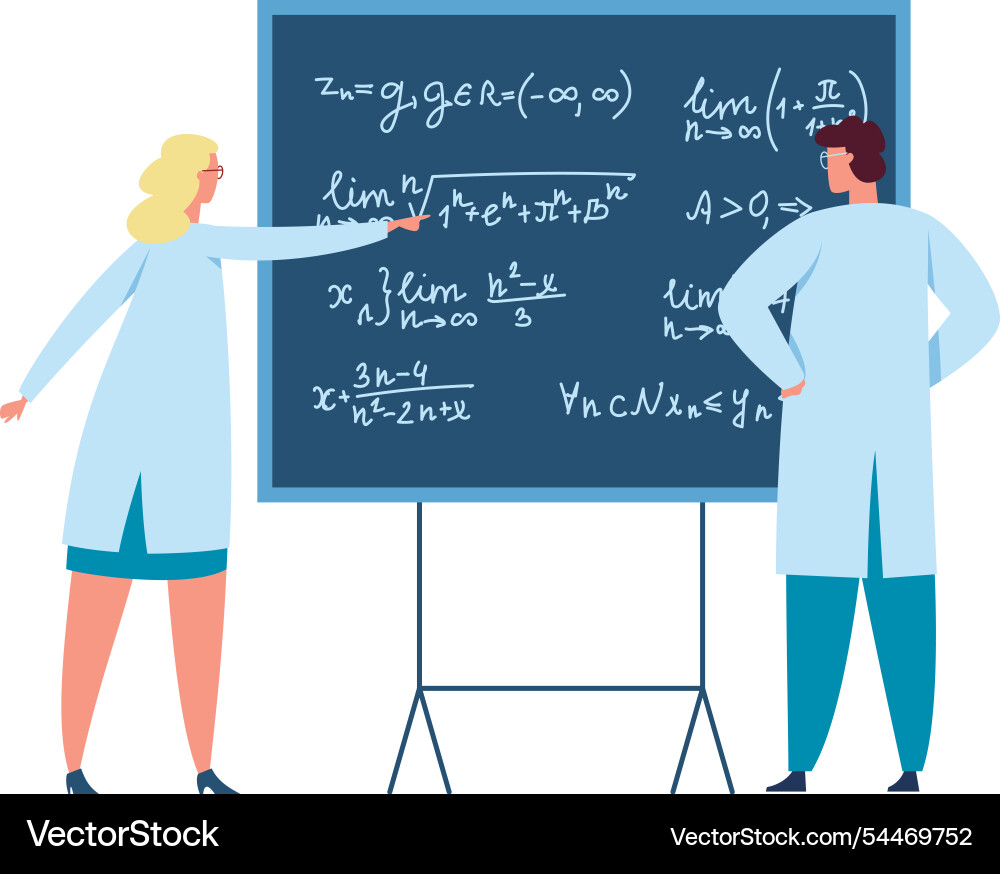 Scientists Studying Mathematical Formulas vector image