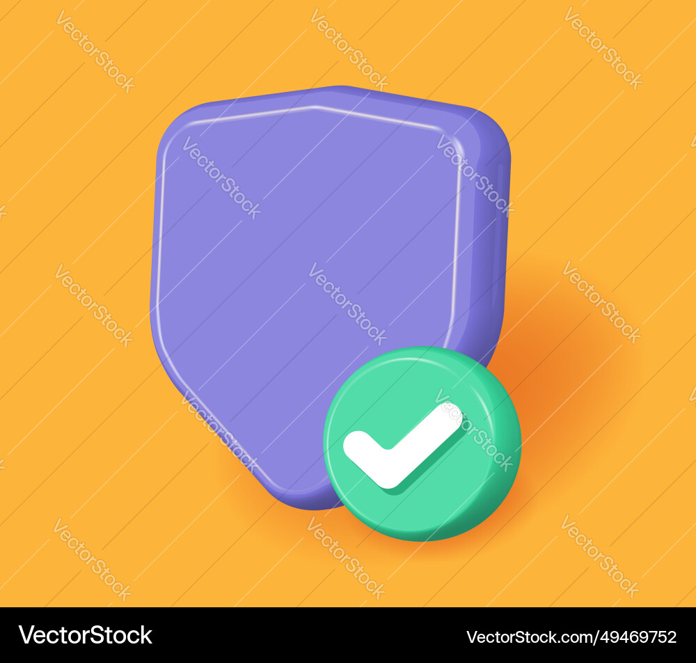 Shield secure check mark 3d icon render graphic Shield secure check mark 3d icon render graphic vector image