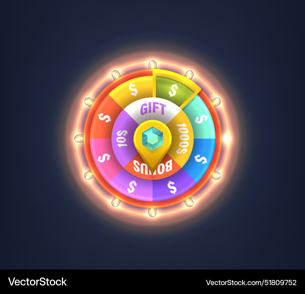 Vibrant glowing wheel of fortune game Vibrant glowing wheel of fortune game vector image