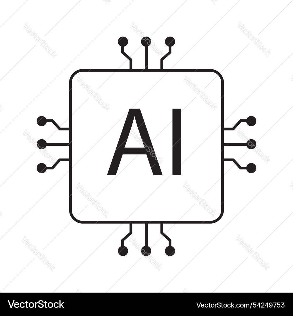 Ai processor chip for data processing icon design vector image