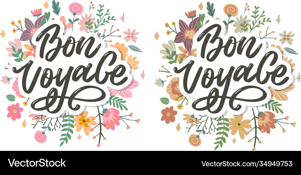 Bon voyage Handschrift Kalligraphie Reise Bon voyage Handschrift Kalligraphie Reise vektorbild