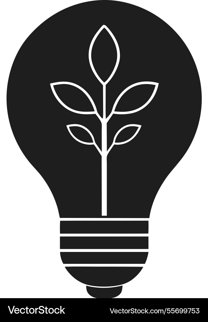 Eco Glühbirne mit Pflanze innen Silhouette Eco Glühbirne mit Pflanze innen Silhouette vektorbild