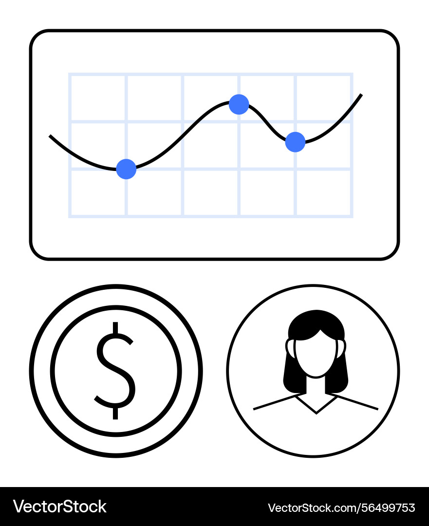 Financial graph with data points currency icon Financial graph with data points currency icon vector image