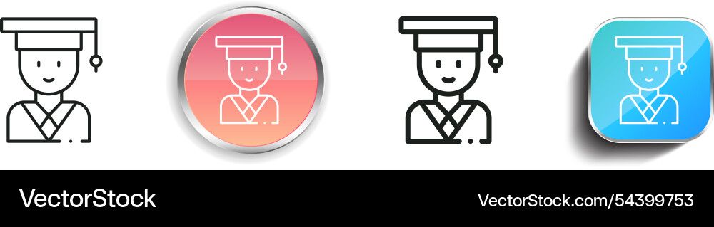Graduation icon thin linear regular and button Graduation icon thin linear regular and button Vector Image