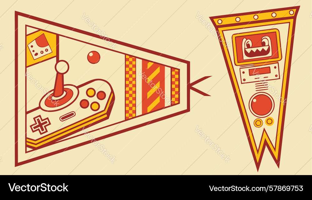 Retro gaming interface with joystick and pixel Vector Image