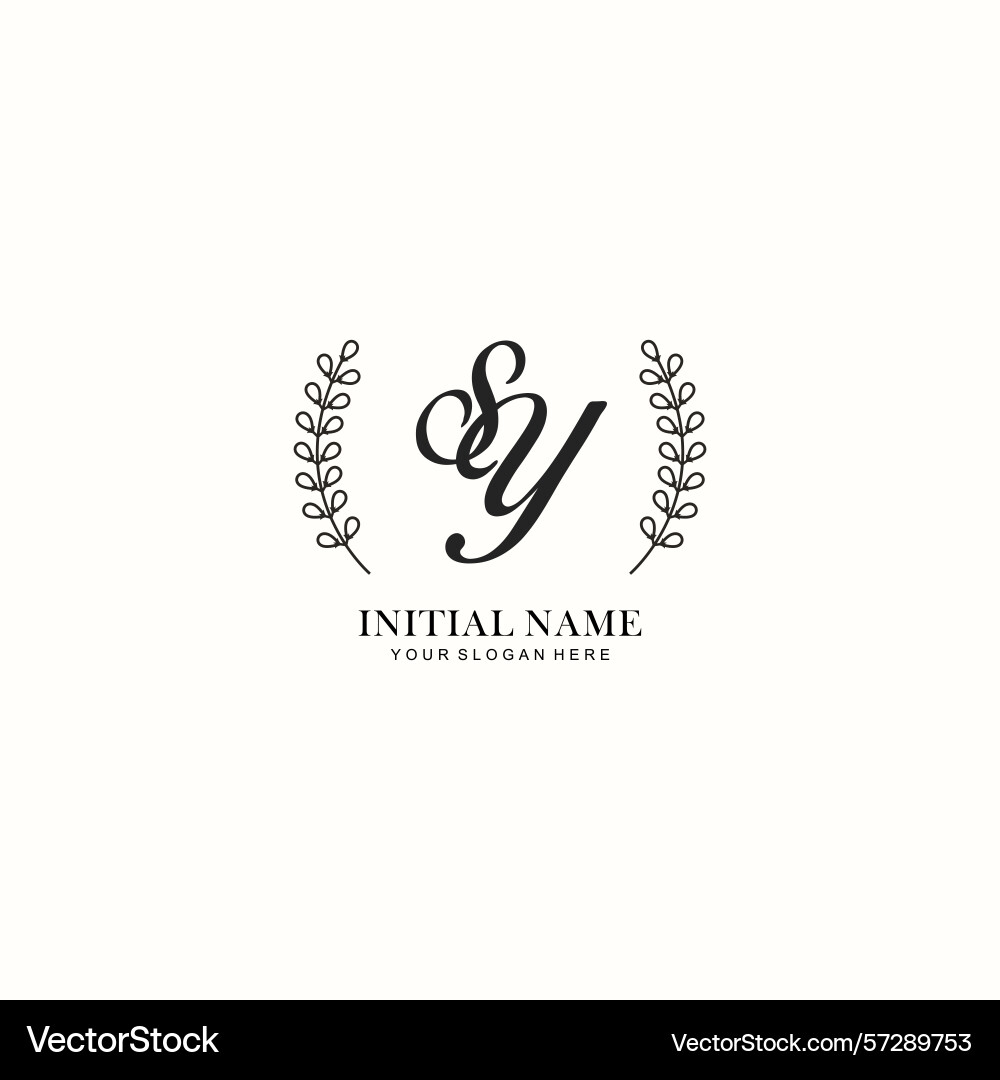 Sy initial logo templates with botanical elements Vector Image