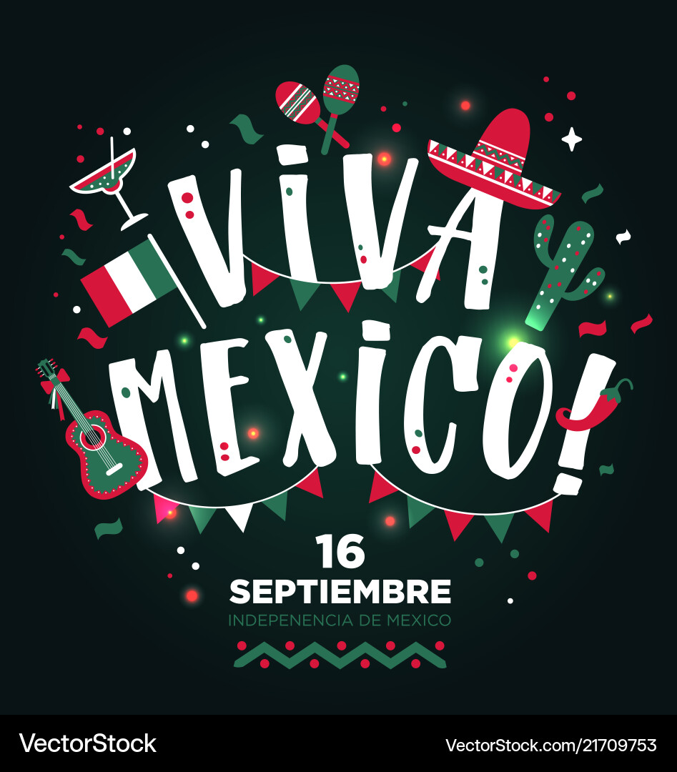 Viva mexico hand drawn type design banner layout Viva mexico hand drawn type design banner layout vector image