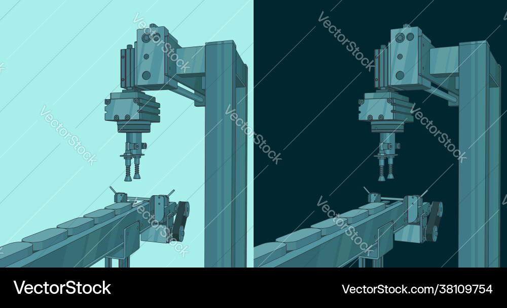Automated factory line robot Automated factory line robot Vector Image