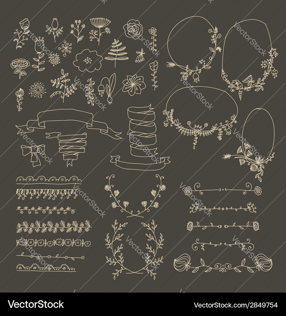 Big set of floral graphic design elements Vector Image