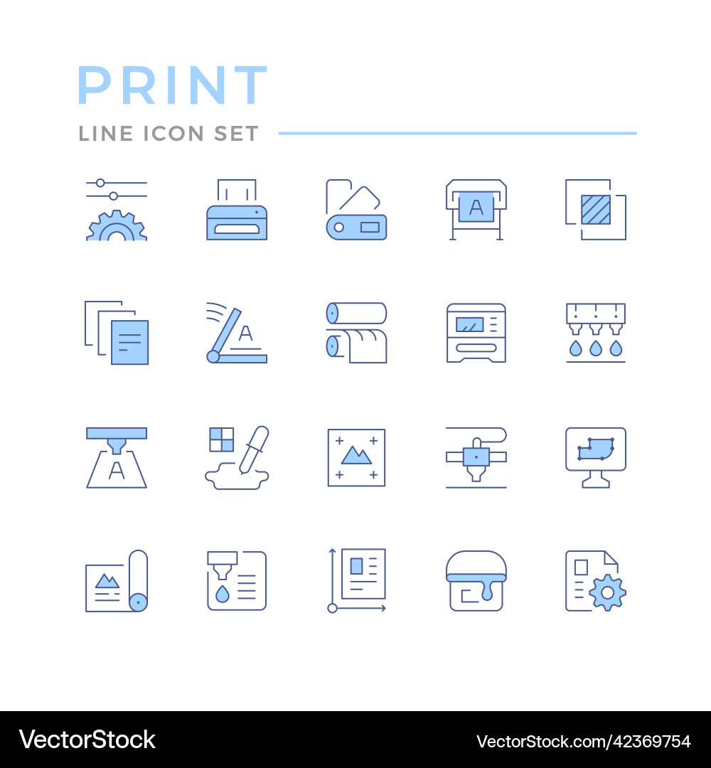 Set color line icons of print Set color line icons of print vector image