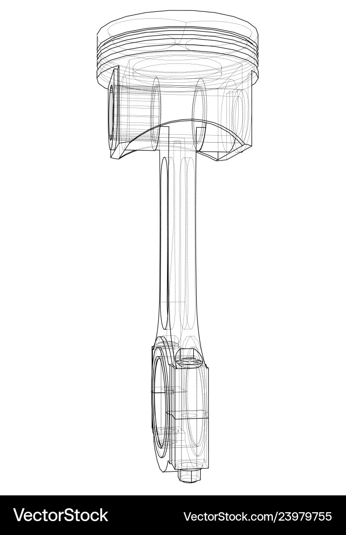3D Piston Rendering - Wireframe Sketch vector image