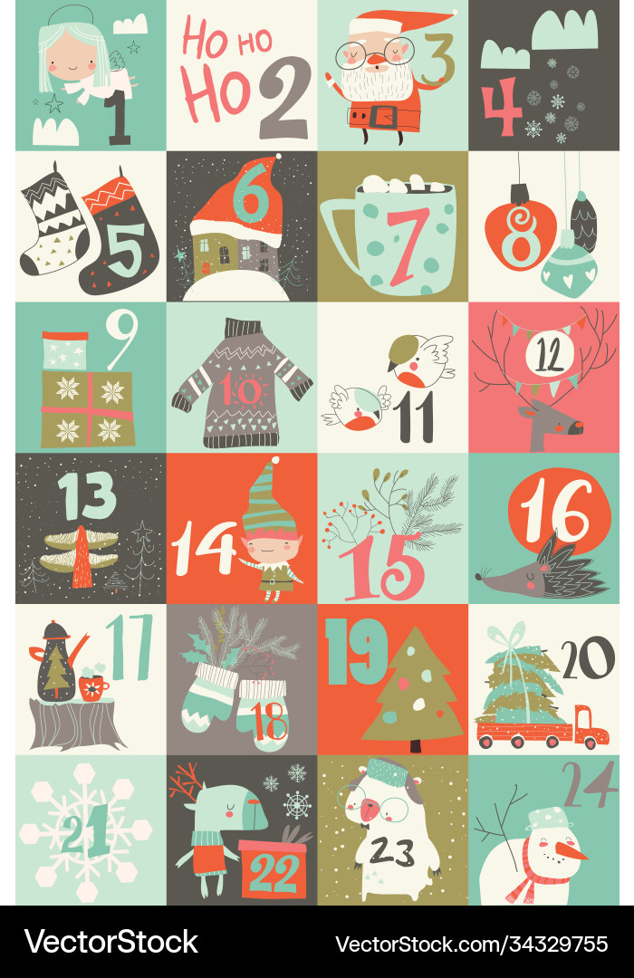 Christmas Advent Calendar Vector Image