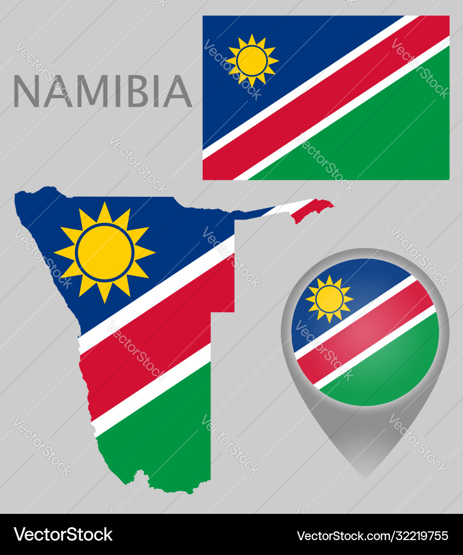 Namibia Flag & Map vector image