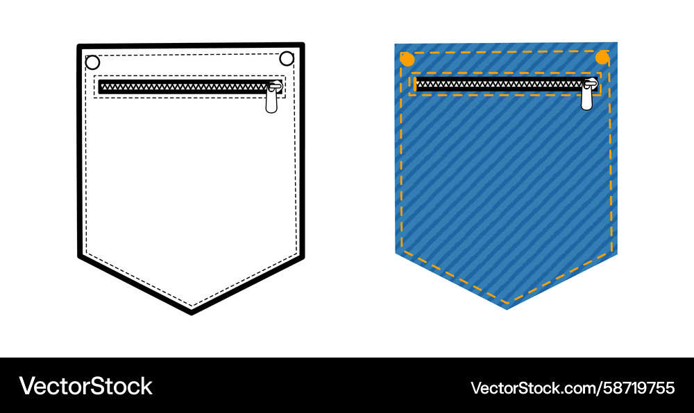 Patch pockets with zipper angled jeans top Vector Image
