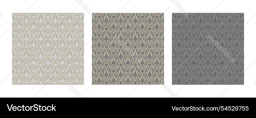 Set of seamless patterns in retro style gray Set of seamless patterns in retro style gray vector image