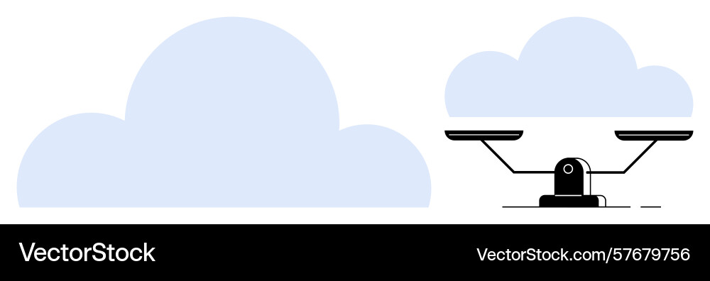 Balancing scale with minimal clouds highlighting Vector Image