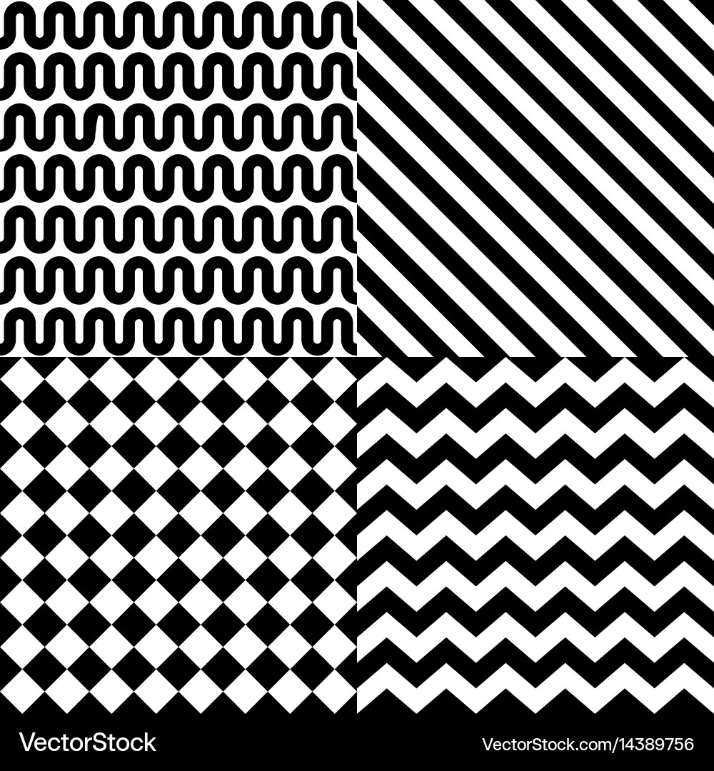 Black and White Geometric Pattern Set vector image
