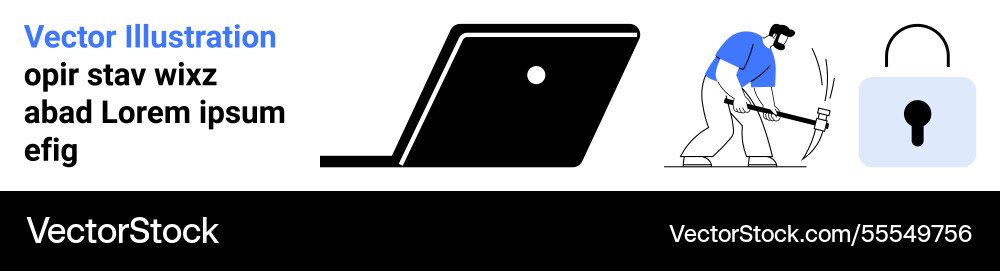 Cybersecurity threat with hacker breaking digital Cybersecurity threat with hacker breaking digital vector image