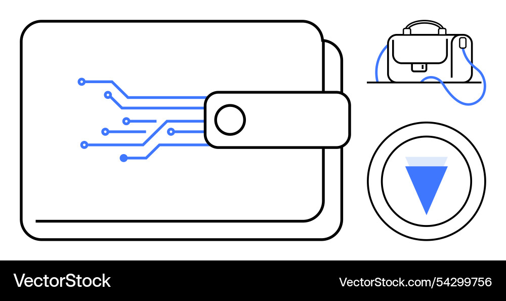 Digital wallet with circuit design briefcase Digital wallet with circuit design briefcase vector image