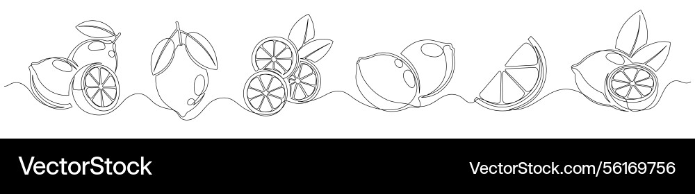 Lemon continuous one line drawing set Lemon continuous one line drawing set vector image