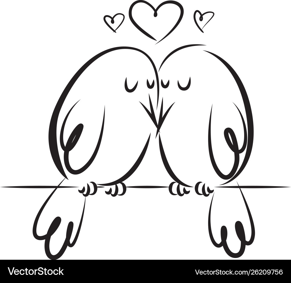Silhouette süße Vögel in Liebe doodle Stil Silhouette süße Vögel in Liebe doodle Stil vektorbild