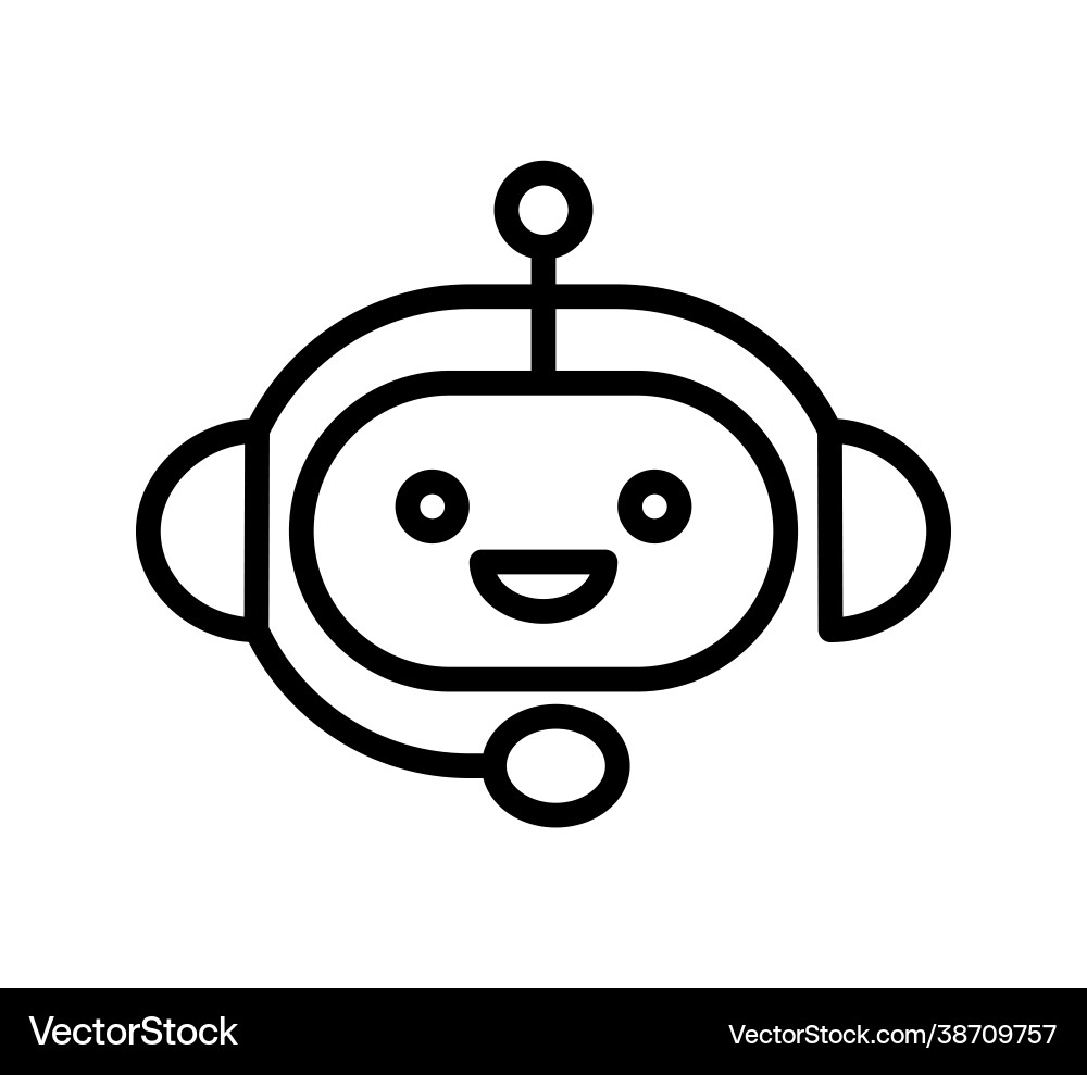 Chatbot linear icon support bot cute smiling Chatbot linear icon support bot cute smiling vector image