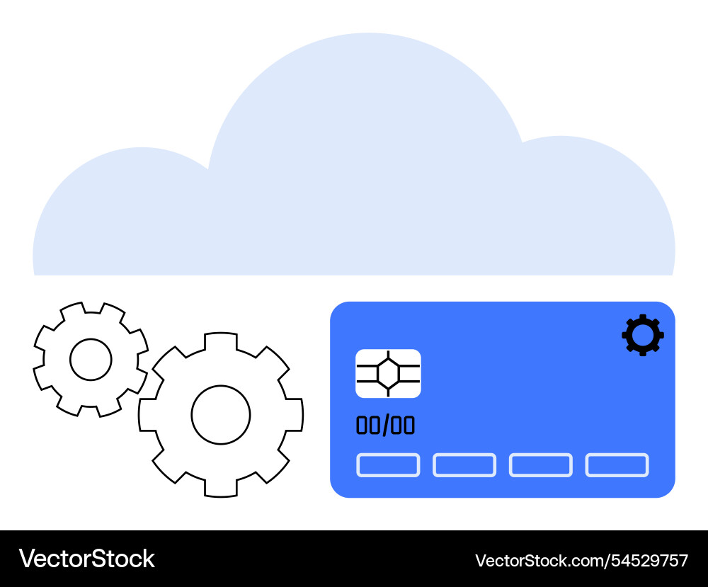 Cloud computing concept with gears and credit card Vector Image