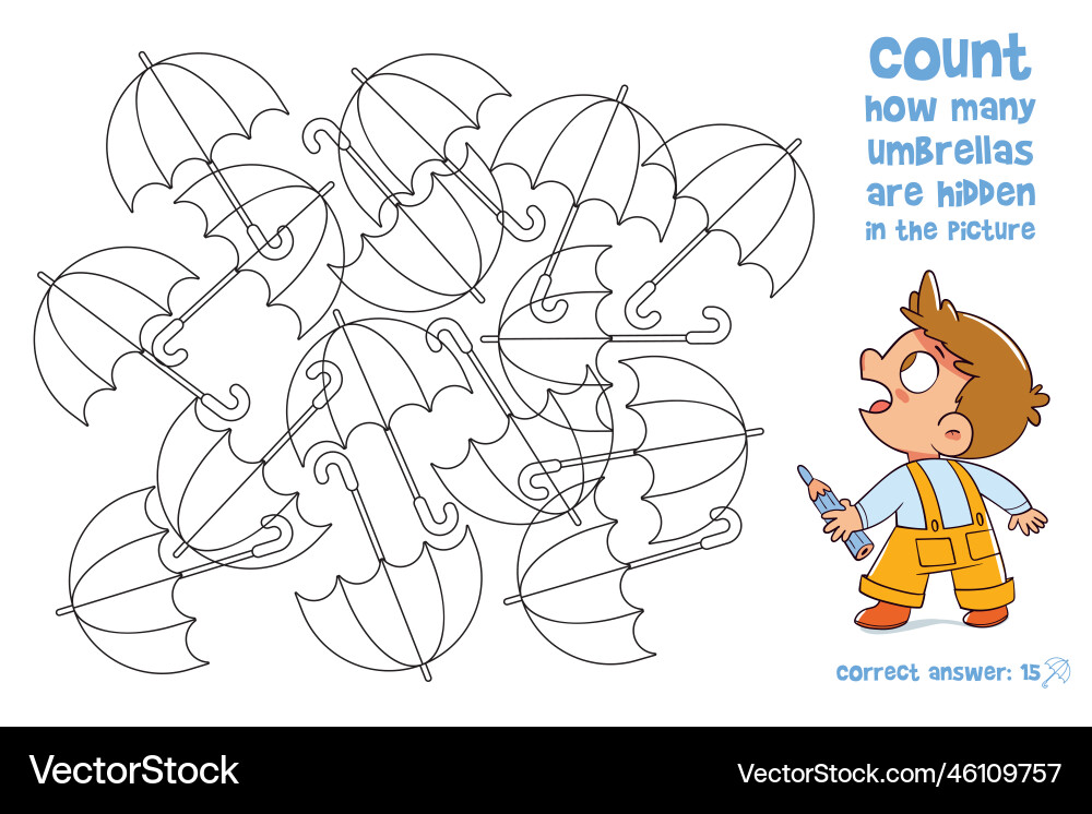 Count how many umbrellas are hidden in the picture Count how many umbrellas are hidden in the picture vector image