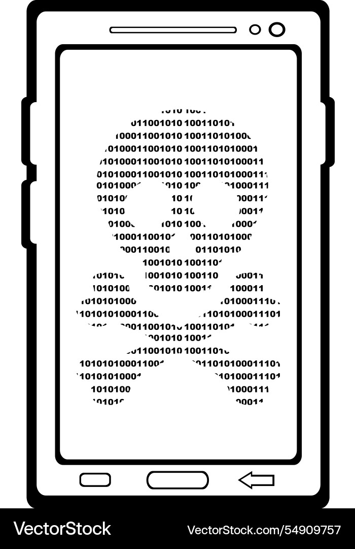 Drawing black and white virus smartphone Drawing black and white virus smartphone vector image