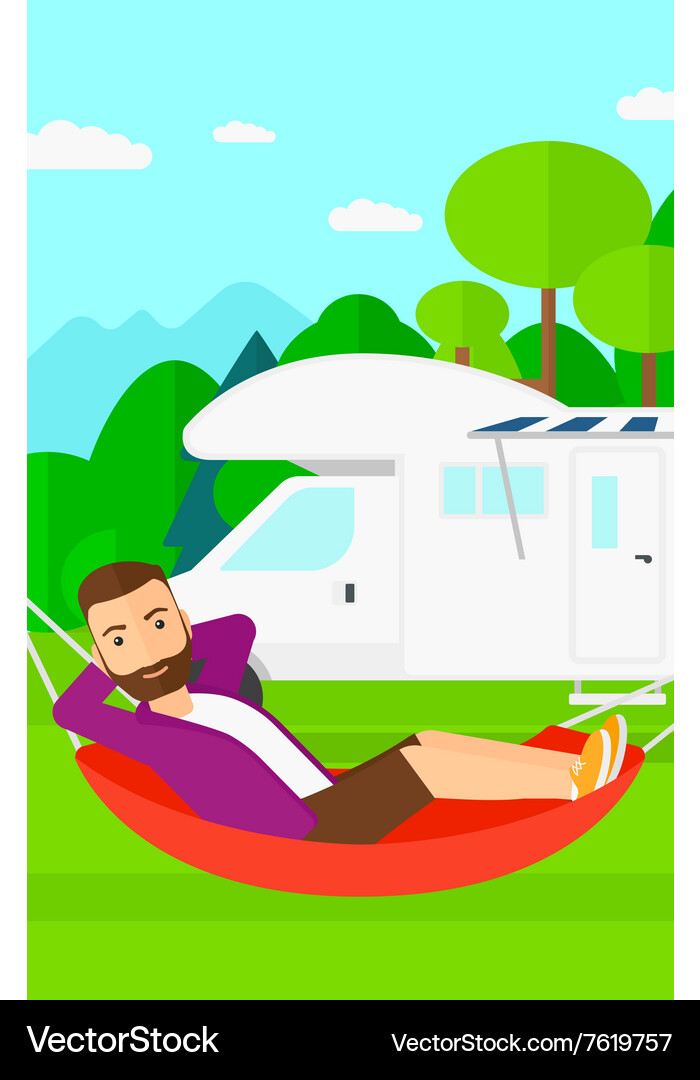 Man lying in hammock Vector Image