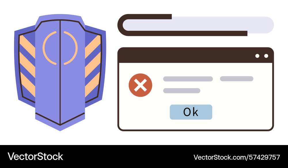 Online security alert with error message displayed Online security alert with error message displayed vector image