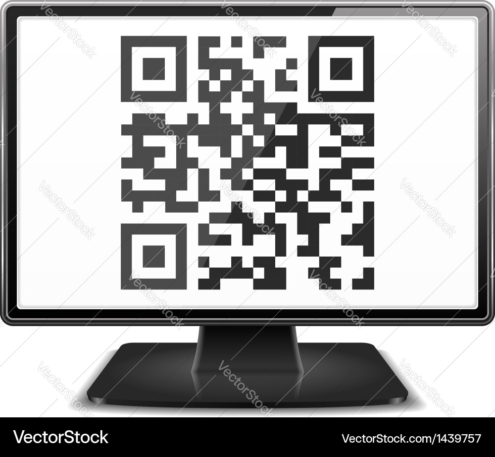 QR Code on Computer Monitor vector image