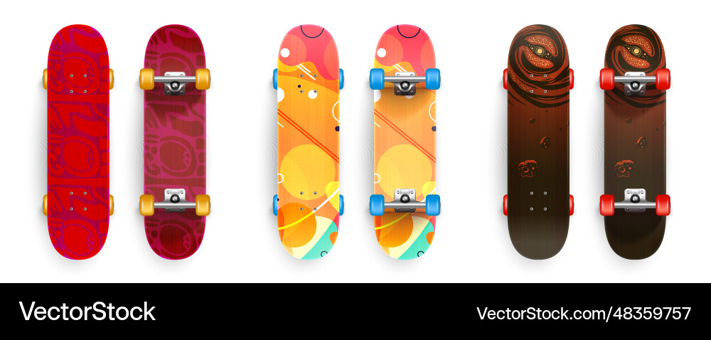Realistische urbane Skateboards Realistische urbane Skateboards vektorbild