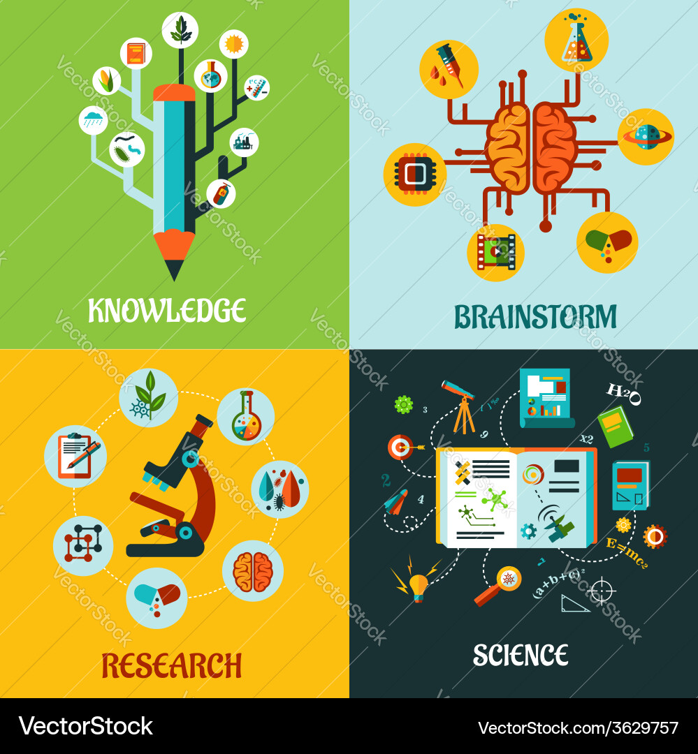 Research science and brainstorm flat concepts Vector Image