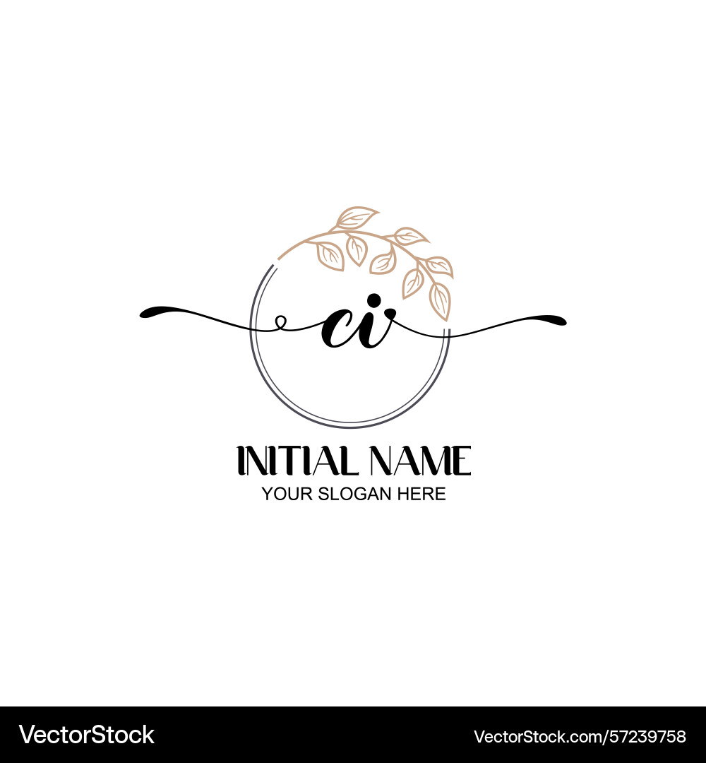 Elegant ci initial logo design with botanical Vector Image
