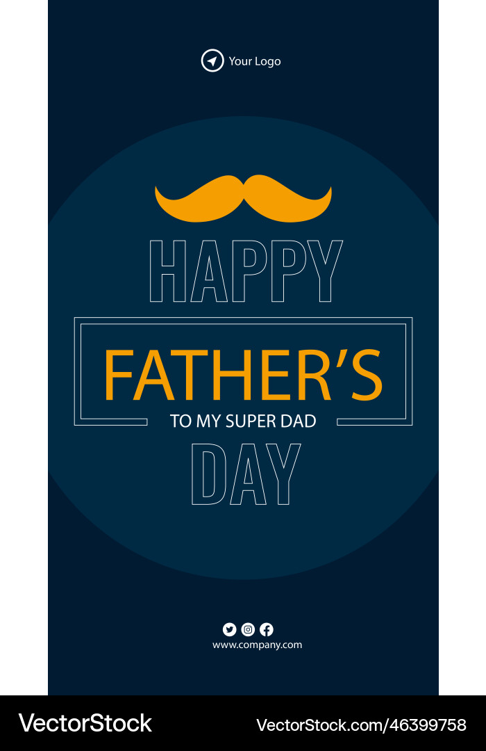Happy fathers day portrait template Royalty Free Vector