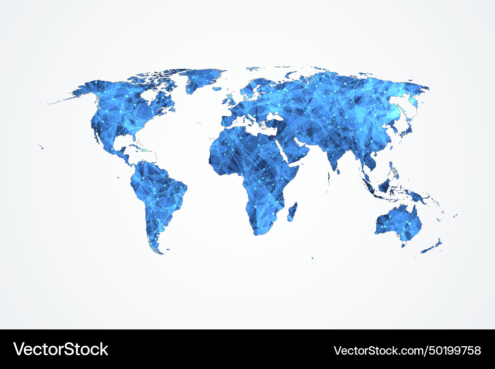 Polygonal world map with connections dots Polygonal world map with connections dots vector image