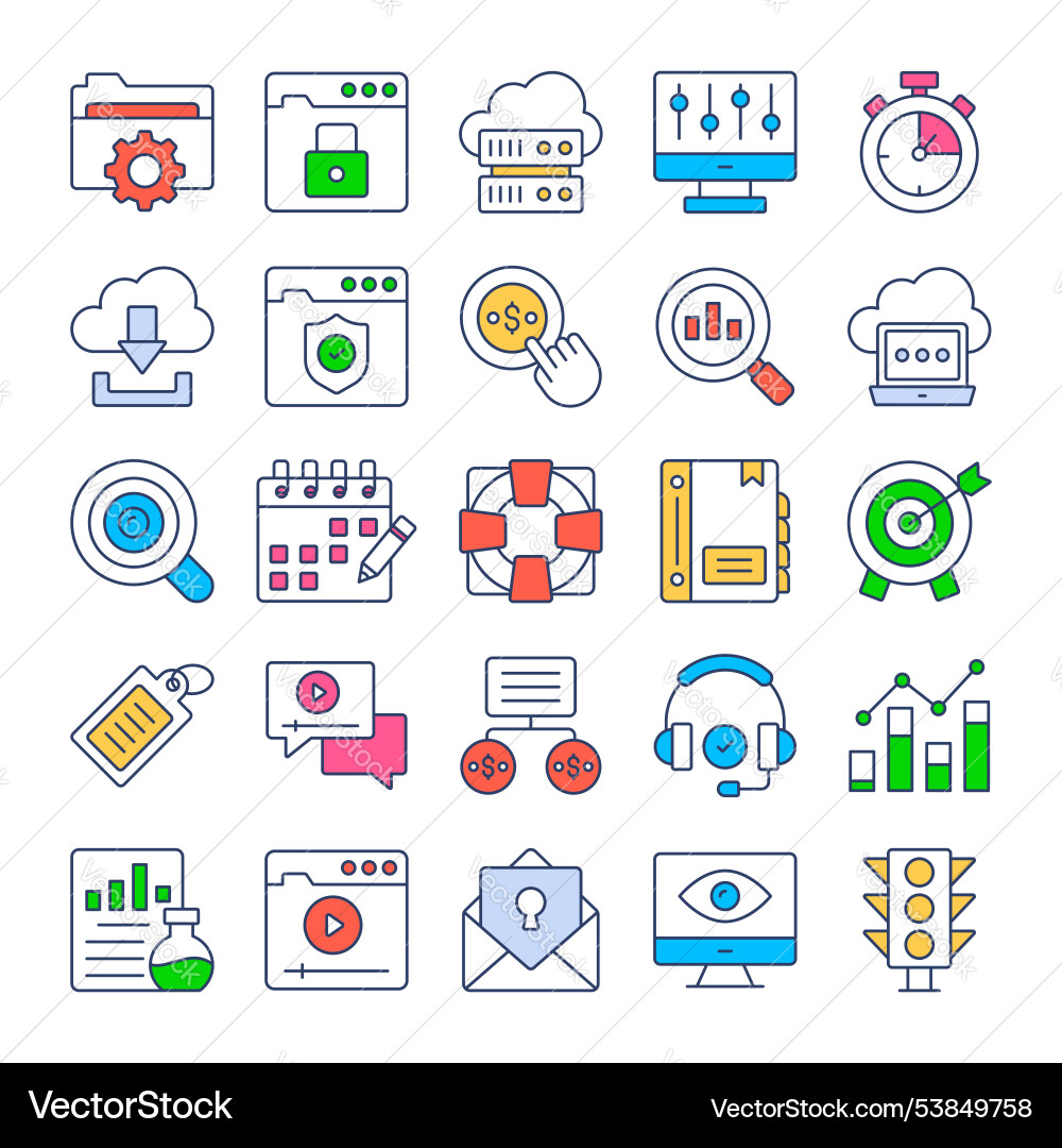 Search engine optimization and web icons set vector image