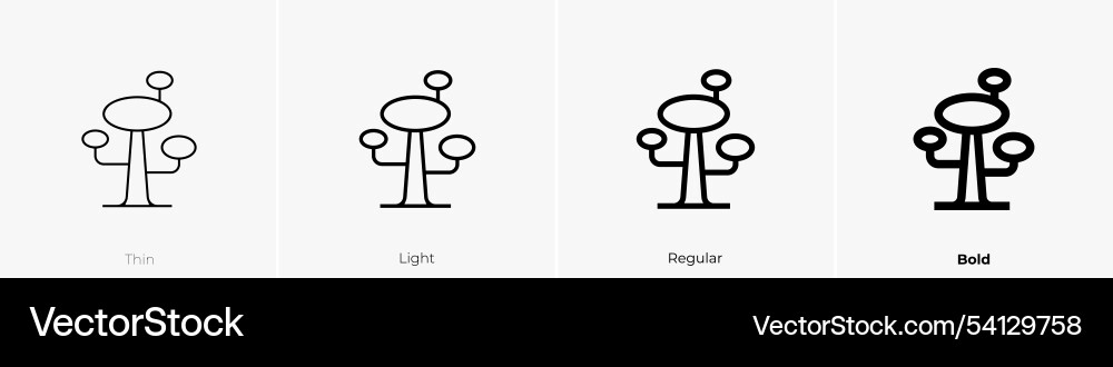 Tree icon thin light regular and bold style Tree icon thin light regular and bold style vector image