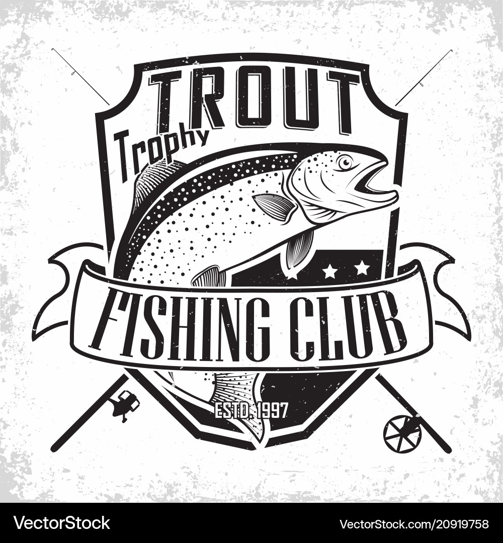 Vintage Fishing Club Emblem Vector Image