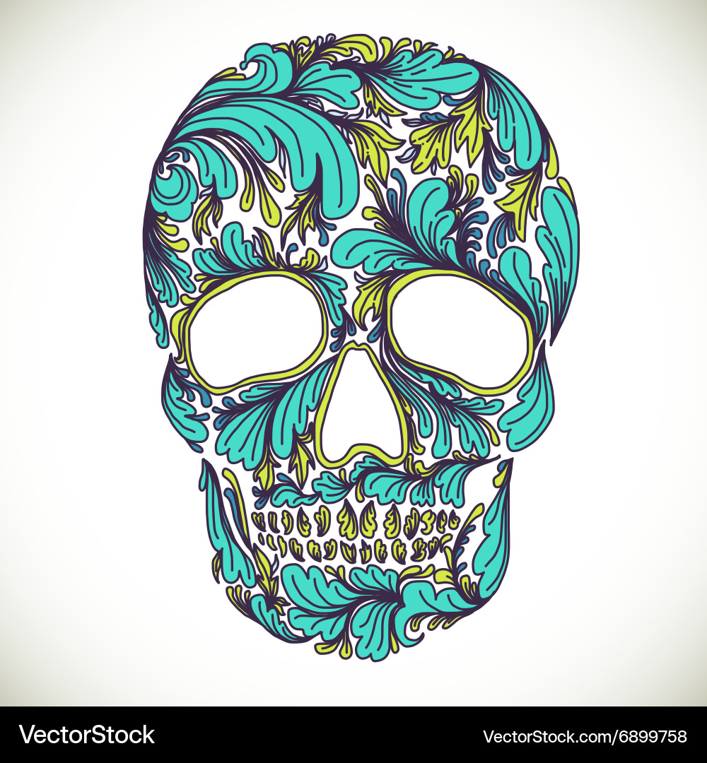 With hand drawn skull Vector Image