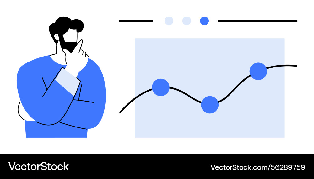 Analyst contemplating insights from a line graph Vector Image