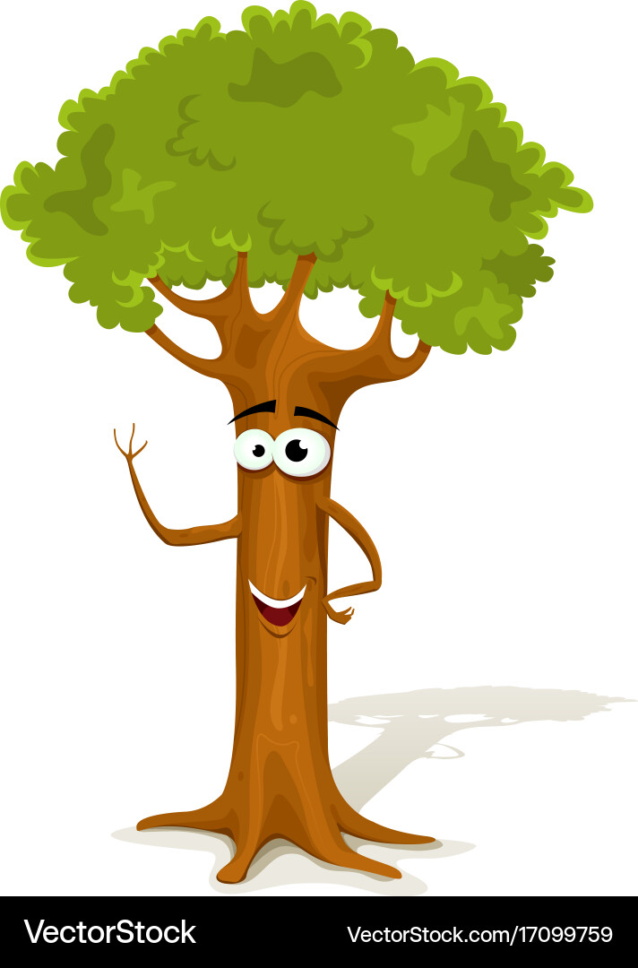 Cheerful Spring Tree Character Vector Image