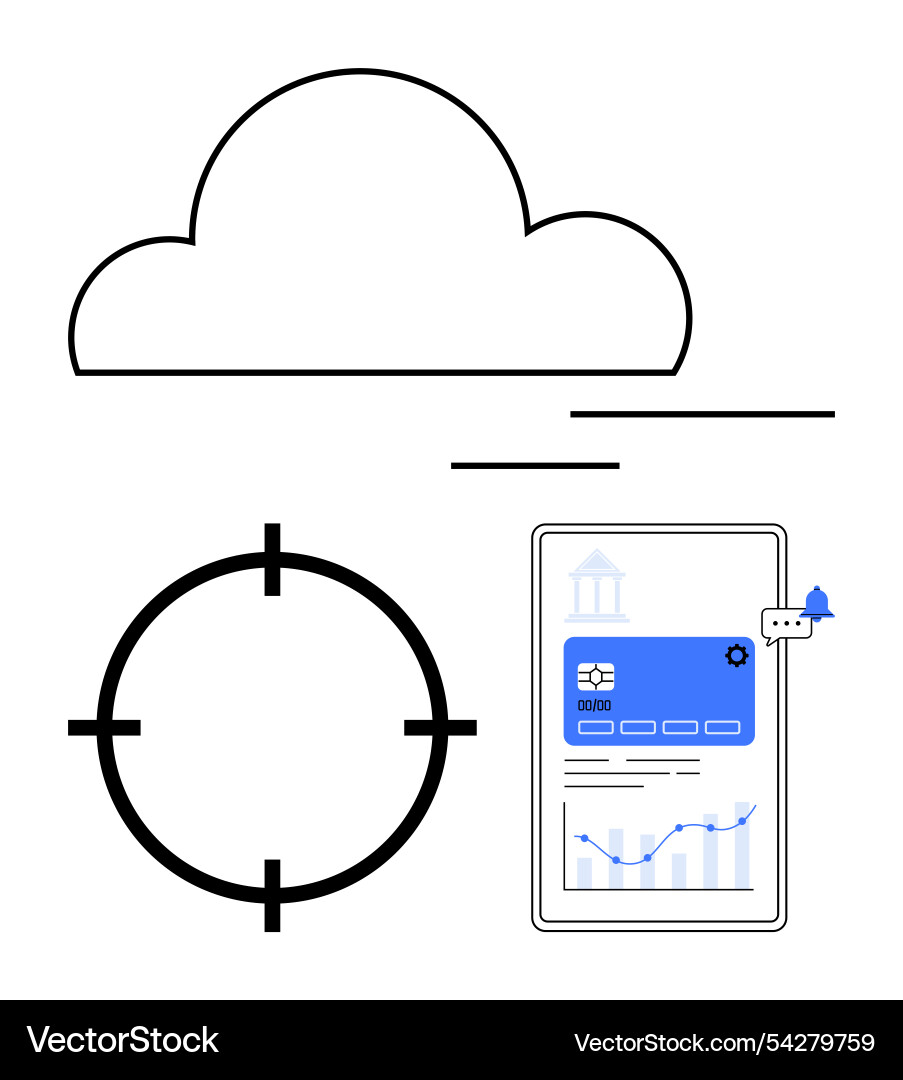 Cloud computing targeting and financial data Cloud computing targeting and financial data vector image